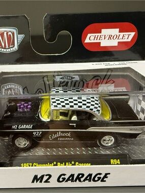 1957 Chevrolet Bel Air Gasser - Metallic Black with Checker Roof M2 Garage Chase